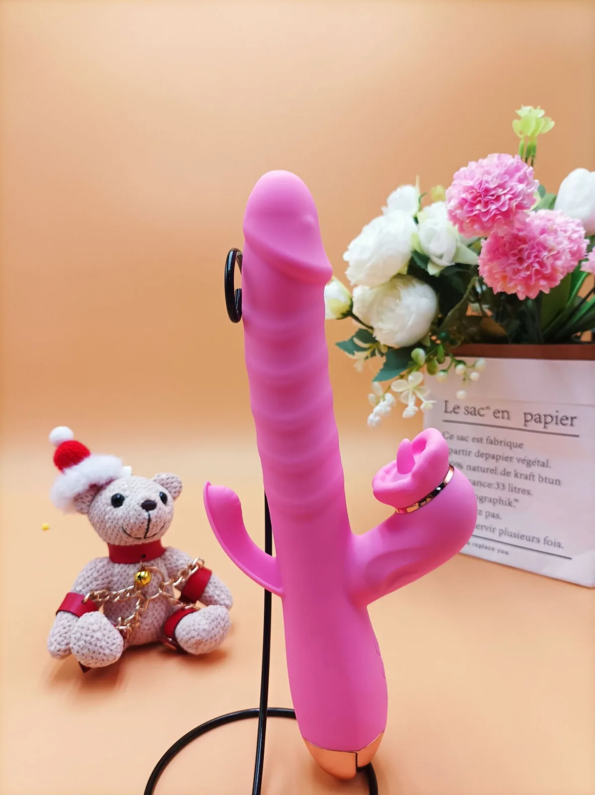 3-in-1 Vibrating Multi-Function Clitoral Tongue Thrusting Pink Toy — photo 2