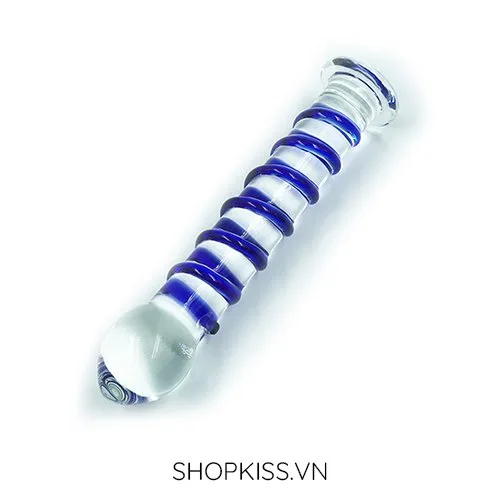 Glass Blue Spiral Realistic Dildo 3.3cm x 18cm — photo 2