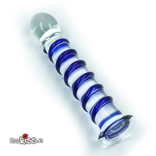 Glass Blue Spiral Realistic Dildo 3.3cm x 18cm — photo 3