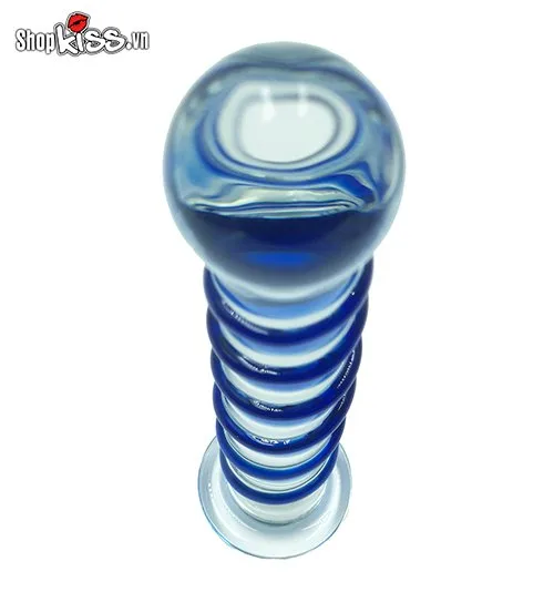 Glass Blue Spiral Realistic Dildo 3.3cm x 18cm — photo 4