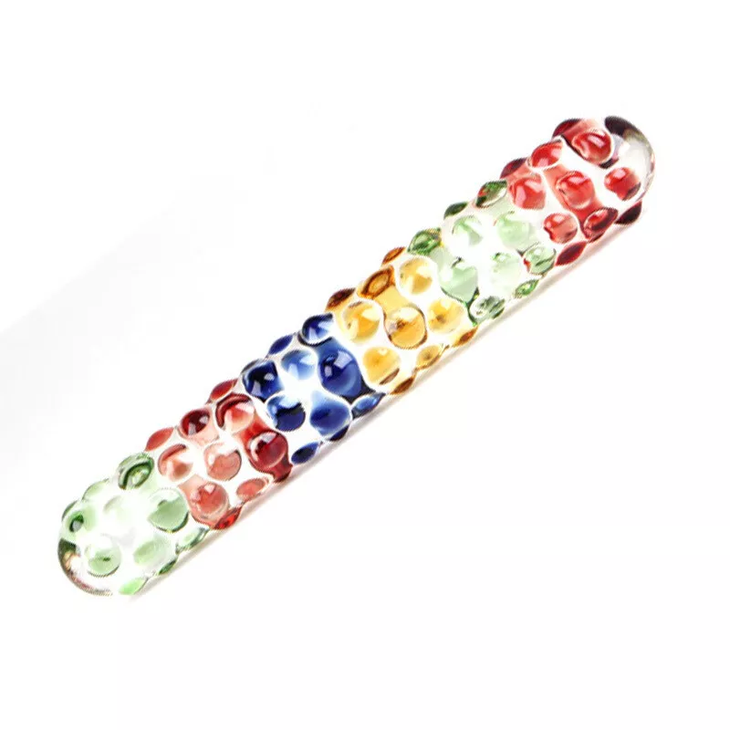Handheld Borosilicate Glass Dildo - Colorful Stimulating Spikes — photo 2