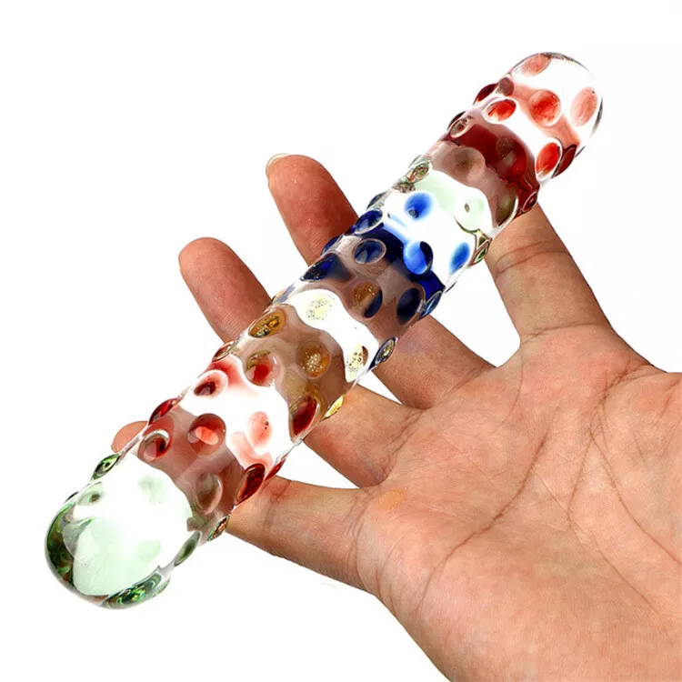 Handheld Borosilicate Glass Dildo - Colorful Stimulating Spikes — photo 3