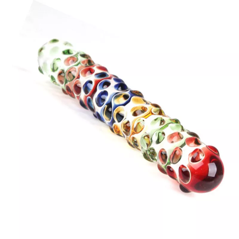 Handheld Borosilicate Glass Dildo - Colorful Stimulating Spikes — photo 4