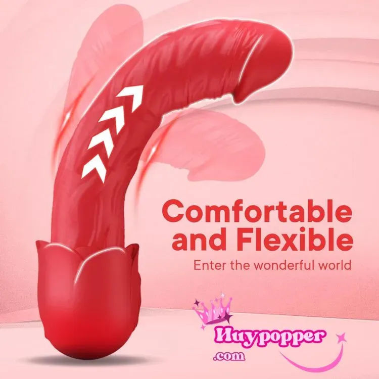 Rose Vibrating Handheld Silicone Dildo Waterproof — photo 6