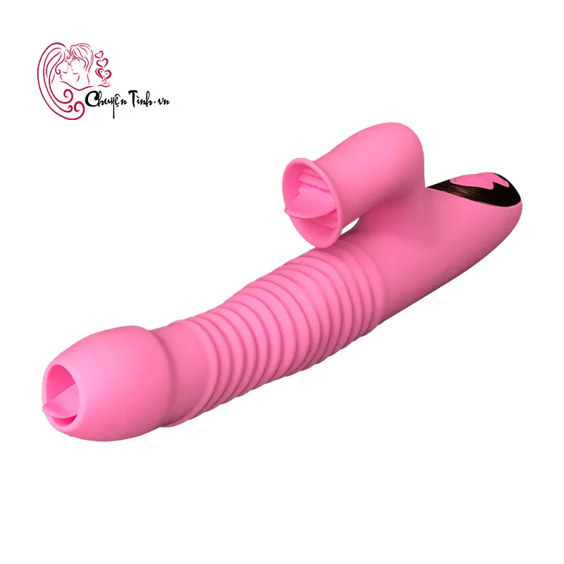 Pleasure Vibrating Tongue Licking Dildo Silicone Pink Soft — photo 3