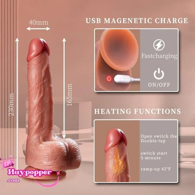 Premium Automatic Vibrating Thrusting Silicone Dildo Remote — photo 3
