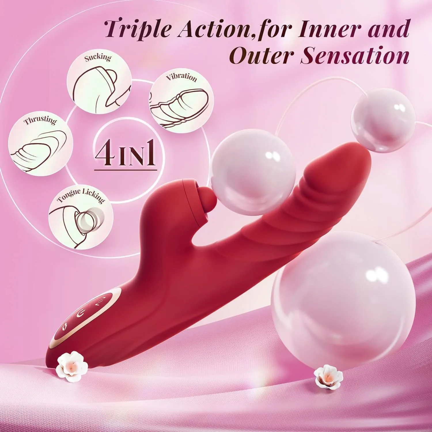 Daphne Multi-Function Red Blue Medical Silicone Female Vibrator — photo 5
