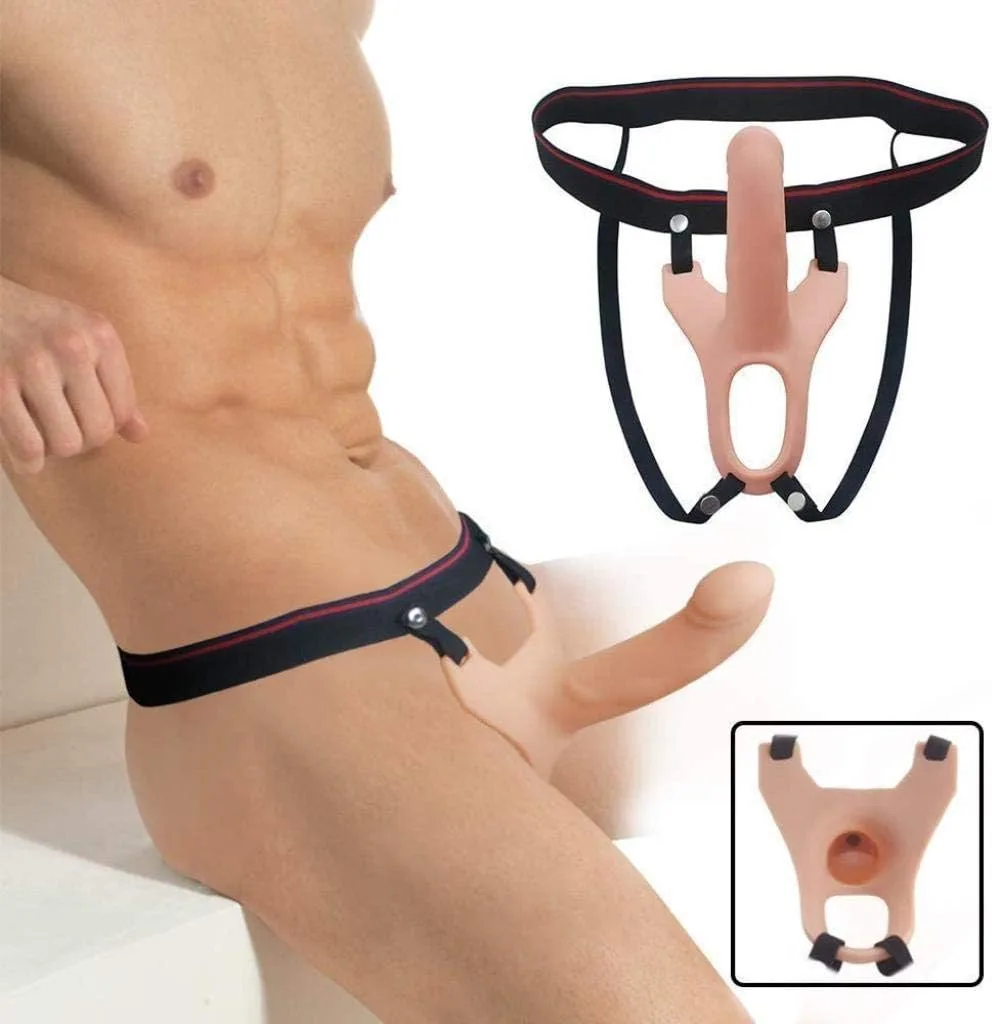 Hollow Strap-On Curved Silicone Male Enhancement Toy — photo 6