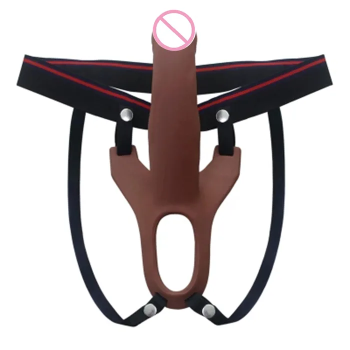 Hollow Strap-On Curved Silicone Male Enhancement Toy — photo 3