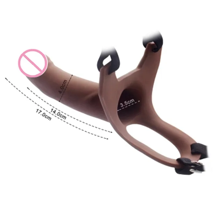 Hollow Strap-On Curved Silicone Male Enhancement Toy — photo 2