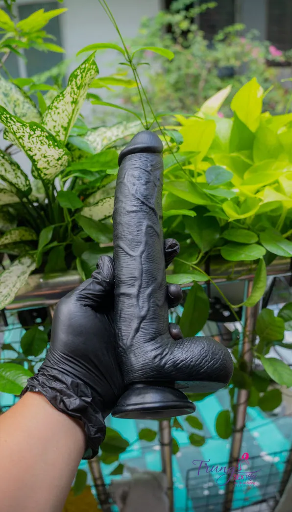 20*4cm Black Wall-Mounted Realistic Flexible Silicone Dildo — photo 6