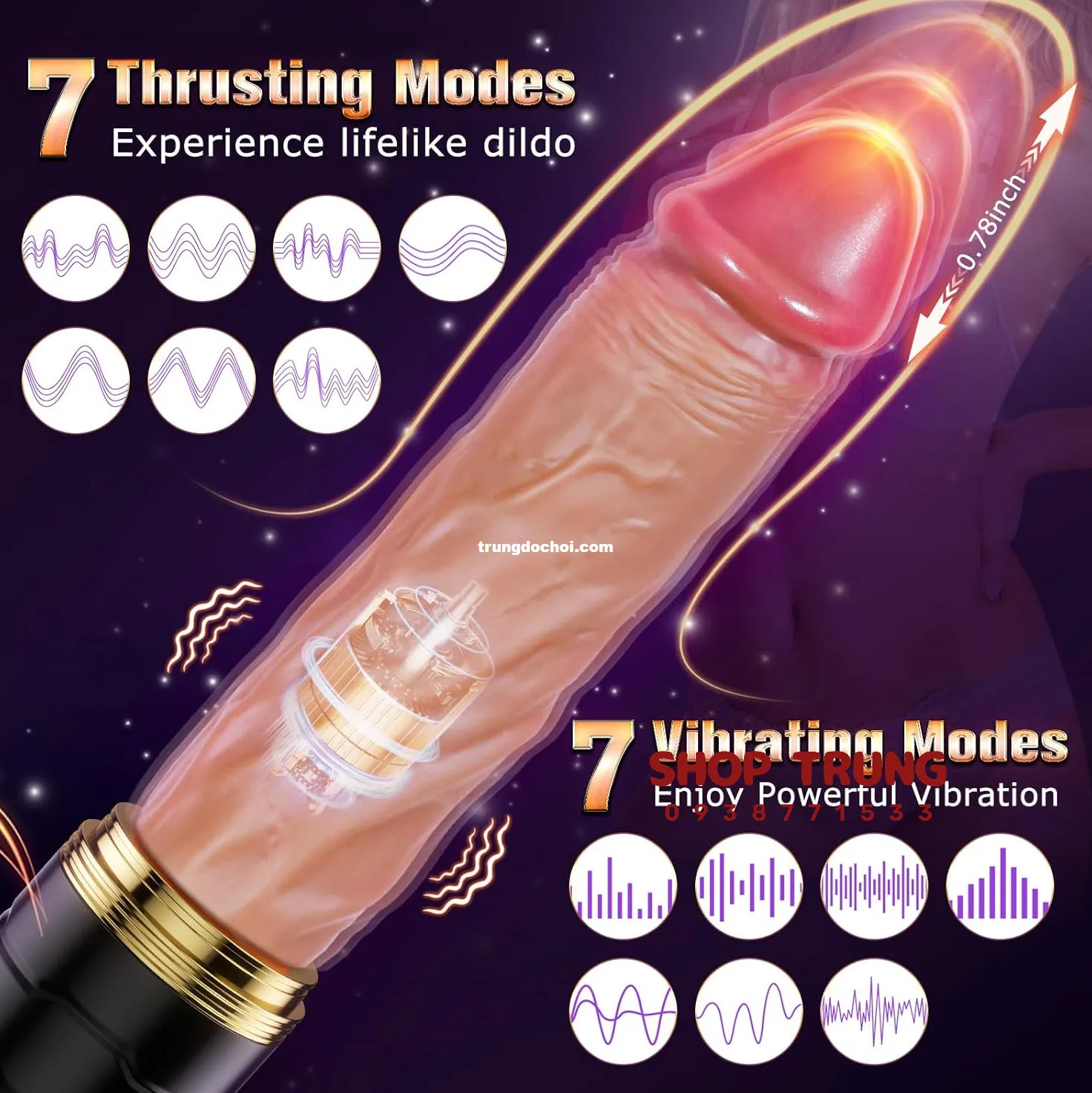 Remote Control 7 Modes Stroking Vibrating Realistic Dildo — photo 4