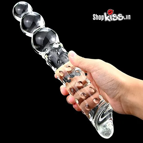 Glass Double-Ended Vibrating Dildo Safe Body Material 29.5cm Length — photo 3