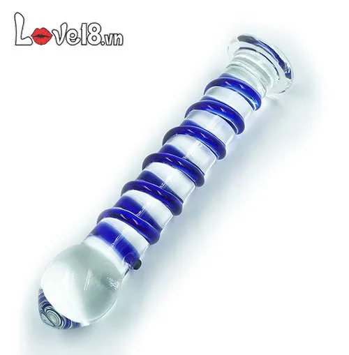 Blue Glass Spiral Dildo Prostate Massage Gay Friendly — photo 2
