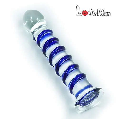 Blue Glass Spiral Dildo Prostate Massage Gay Friendly — photo 4