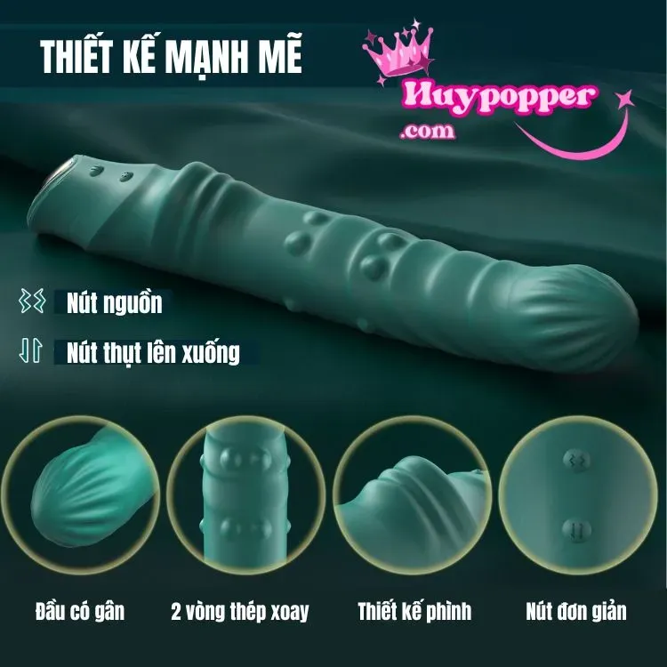 Green Premium Vibrating Rotating Thrusting Silicone Dildo Rechargeable — photo 4