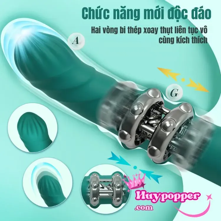 Green Premium Vibrating Rotating Thrusting Silicone Dildo Rechargeable — photo 5