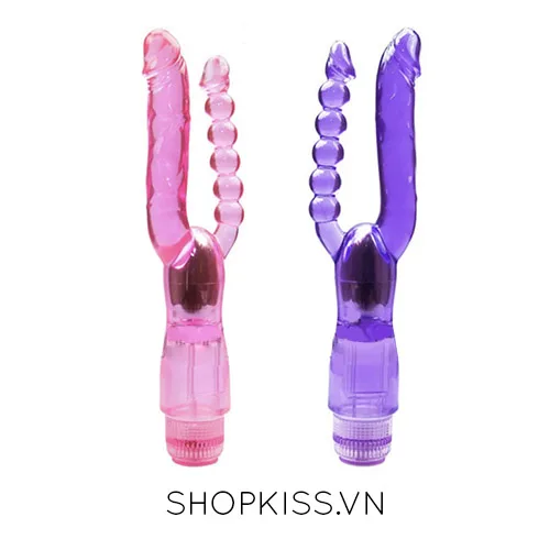 Double Pleasure 2-Prong Vibrator G Spot Anal Silicone Toy — photo 2