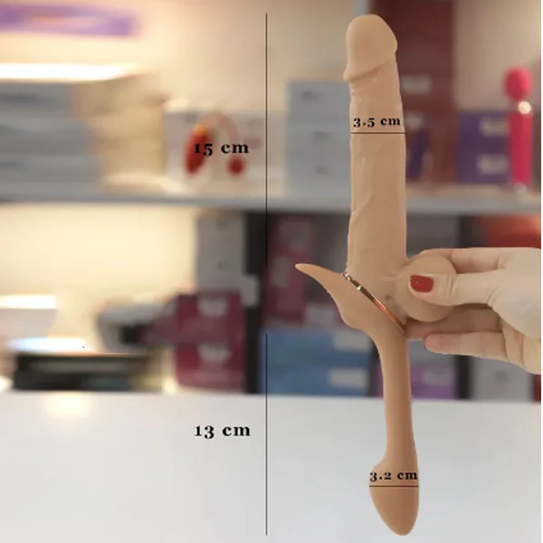 Double-Ended Silicone Vibrator for Lesbian Couples, Rearing & Thrusting — photo 5