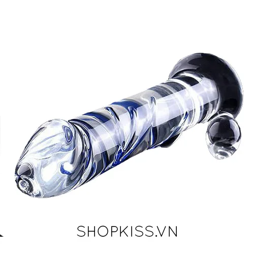 Green Ribbed Glass Dildo Gay Male Masturbator Pleasure Toy — photo 2