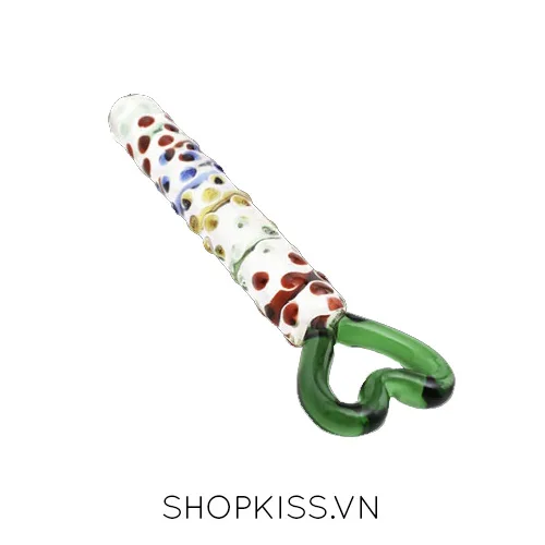 Glass Heart Handle Dildo Beads Clitoral G-Spot Stimulation — photo 2