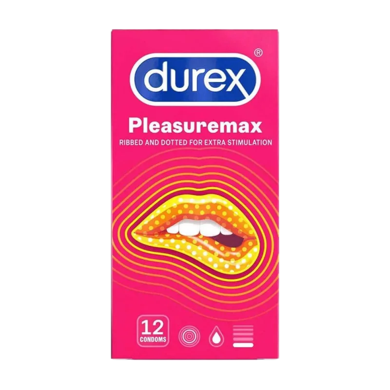 Durex Pleasuremax Large 56mm Ribbed Dotted Condom 12 Box