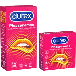 Durex Pleasuremax Ribbed Dotted Condoms for Enhanced Sensation