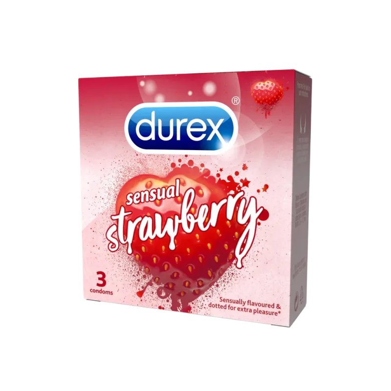 Durex Sensual Strawberry Condom Ribbed Flavor Excite