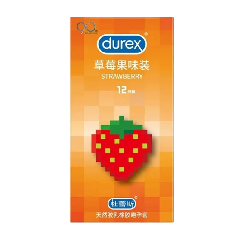 Durex Strawberry Scented Condom Natural Latex Box 12
