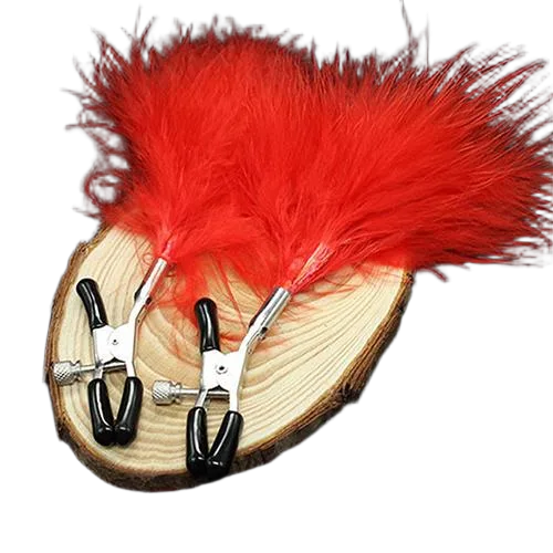 Feather Nipple Clamps Genuine Metal Sensual Stimulating Adjustable Set
