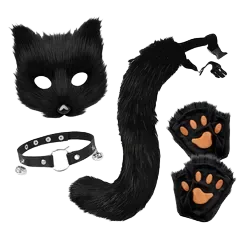 Fluffy Pet Costume Adorable Furry Cosplay Kit Cat Fox Wolf Party Fun