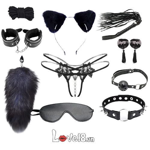 Fox Cosplay BDSM Kit 10pcs Cute Restraint Lingerie Fetish Play Set