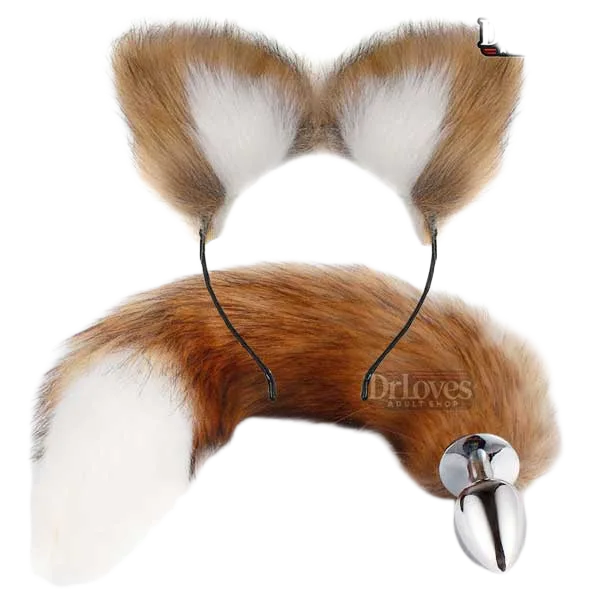 Fox Cosplay Set 2-Piece Sensual Outfit Bold Fox Ear Tail Costume
