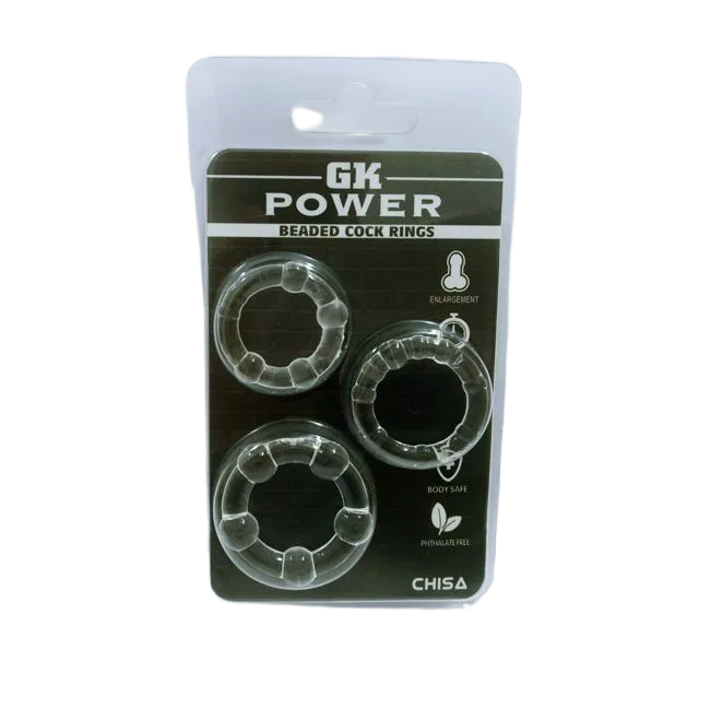 GK Power Penis Ring with Beads Flexible Silicone Set