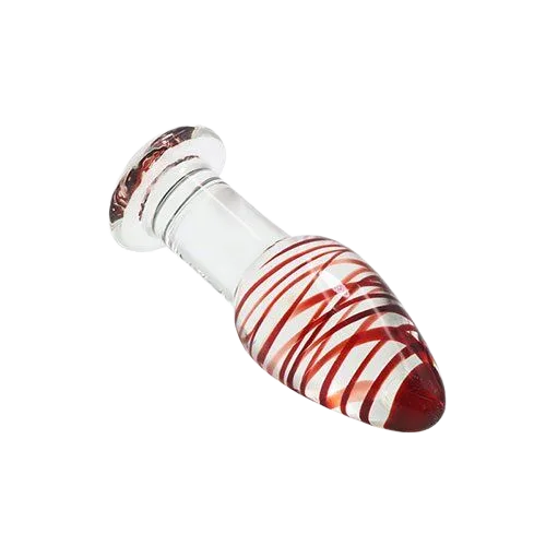Glass Anal Plug Prostate Stimulator for Gay Men Clear Red