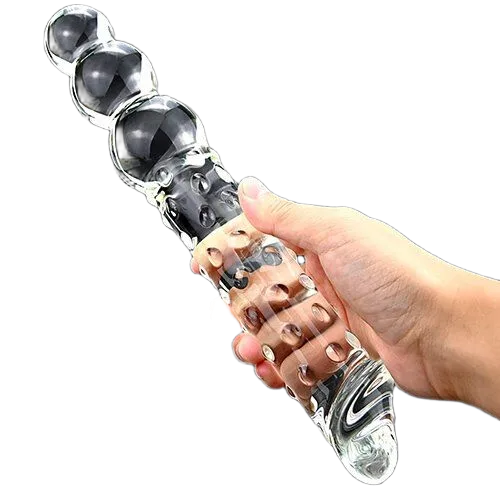 Glass Double-Ended Vibrating Dildo Safe Body Material 29.5cm Length