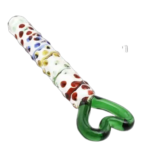 Glass Heart Handle Dildo Beads Clitoral G-Spot Stimulation