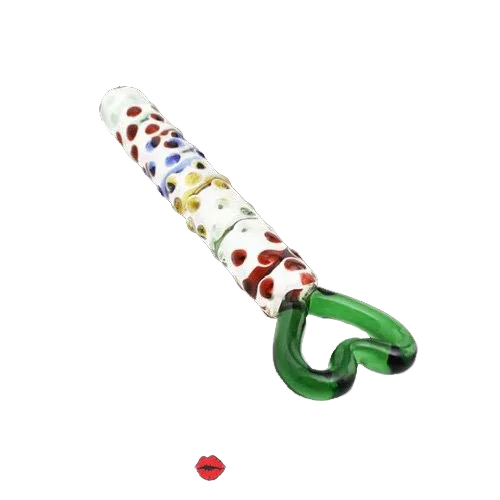 Glass Heart Handle Erotic Massage Wand Transparent