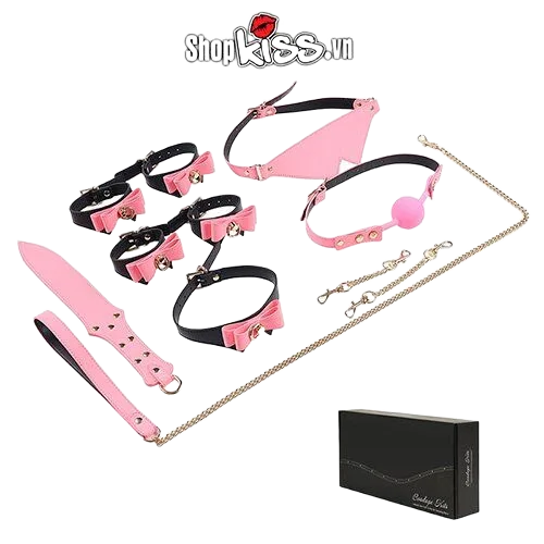 Glow 7pcs BDSM Toy Set Neon Metal PU Unique Pleasure