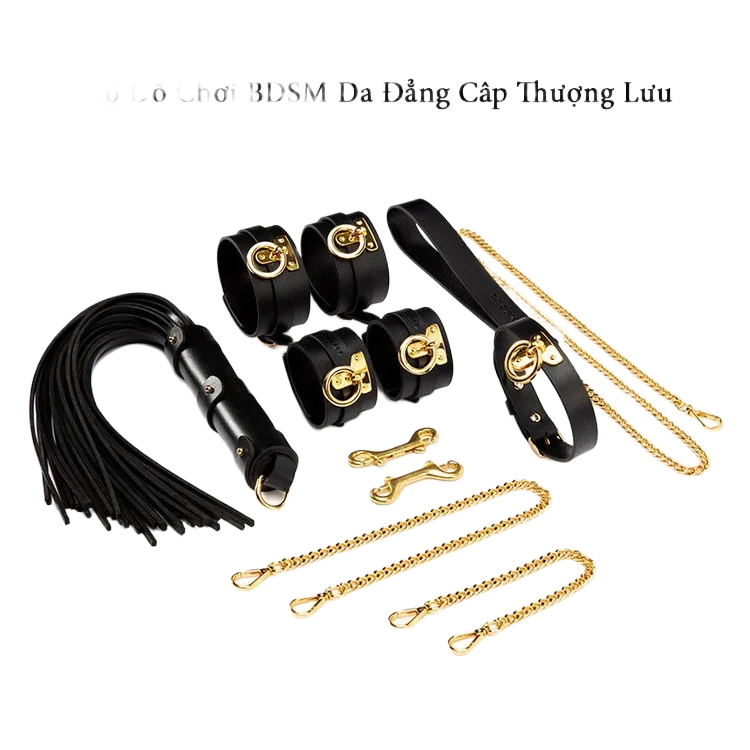 Gold 24K Genuine Leather BDSM Restraint Set for Couples