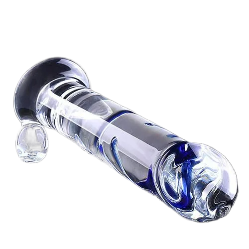 Green Ribbed Glass Dildo Gay Male Masturbator Pleasure Toy