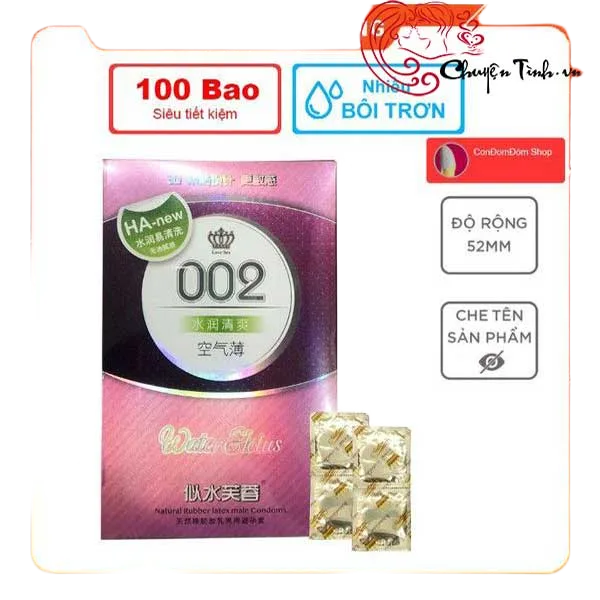 HA 002 Water Lotus Ultra Thin Condoms 52mm Natural Latex Lubricated
