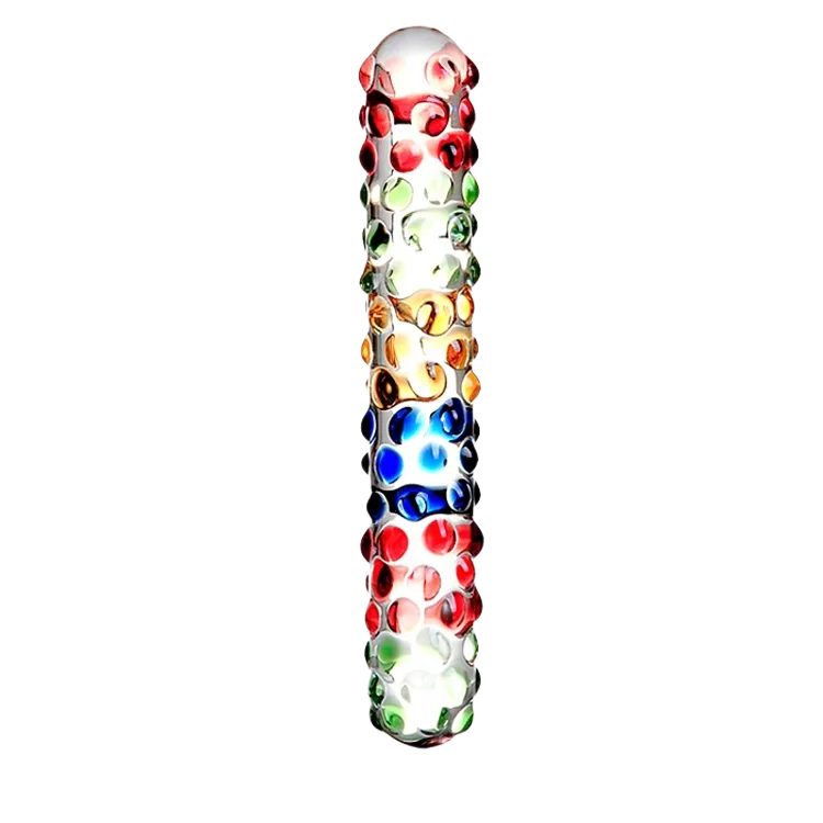 Handheld Borosilicate Glass Dildo - Colorful Stimulating Spikes