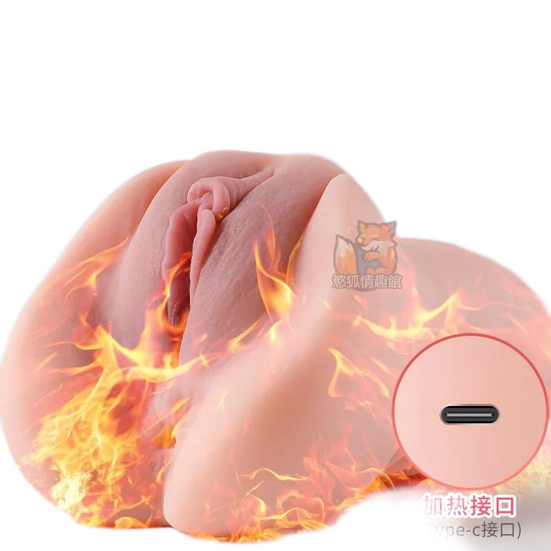 Handheld Heated Silicone Male Masturbator Realistic Toy