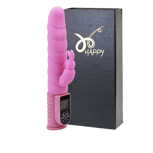 Happy Multi-Function Vibrating Rotating Silicone Dildo 25.7cm