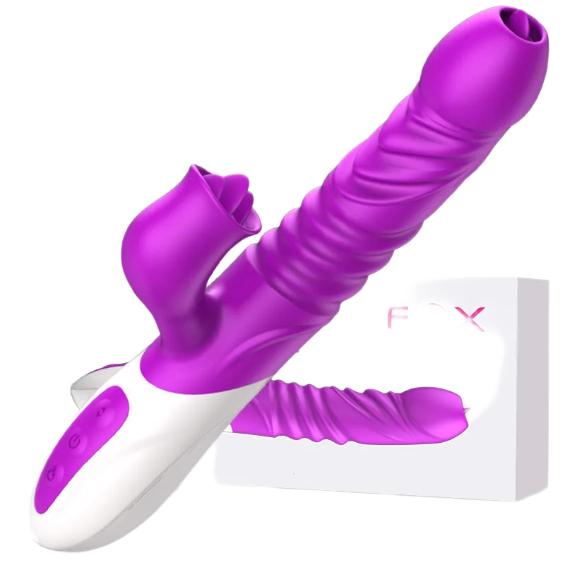 High-End Pink Vibe Rotating Thrusting Tongue Licking Silicone Toy