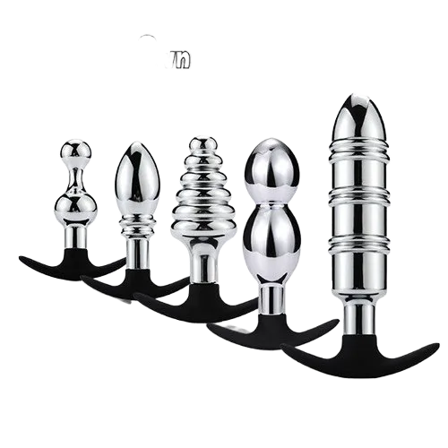 HM73 Metal Silicone Anal Plug Set 5pcs Prostate Massage