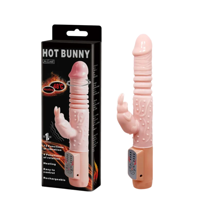 Hot Bunny 12 Mode Thrusting Heated Rabbit Vibrator Feminine Toy