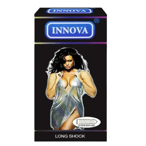 Innova Black Delay Condom Ribbed Textured 12-Pack