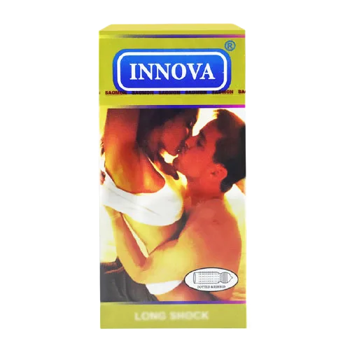 Innova Yellow Ribbed Condom Long Lasting 12pcs Latex Box